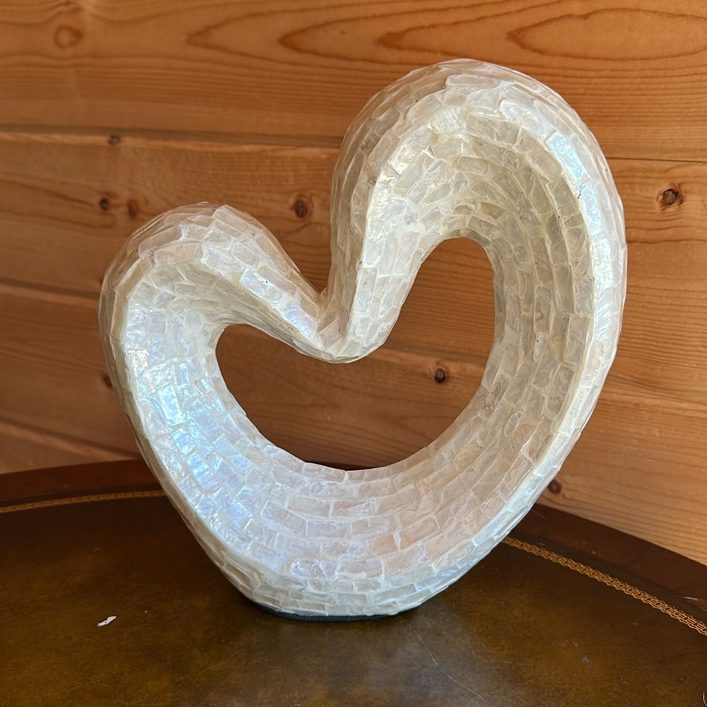Modern Mother of Pearl Heart Statue